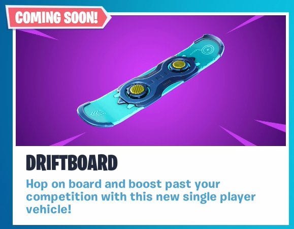 fortnite will soon include a brand new game vehicle called a driftboard according to in game news feeds - how to use your microphone on fortnite